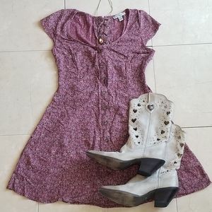 American Eagle Floral Open Black Mini Dress